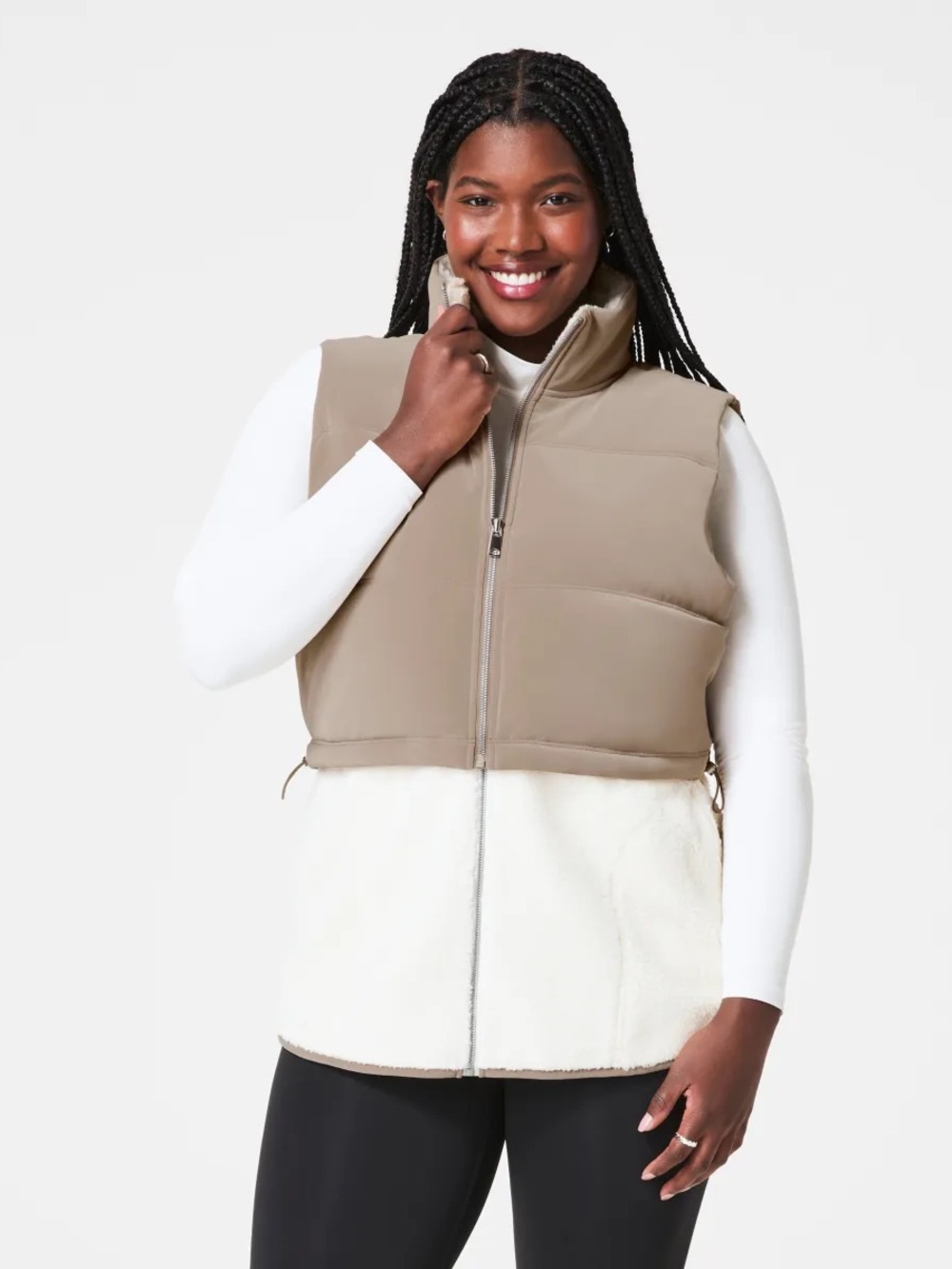 SPANX Women's Two-In-One Puffer Fleece Vest NWT
